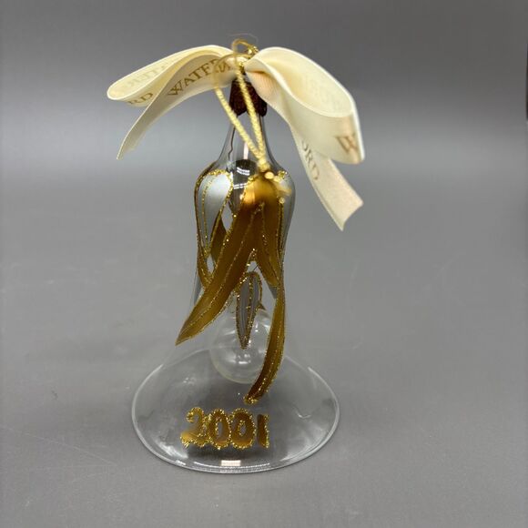 Waterford Holiday Heirlooms Lucerne Bell New Year’s Toast Ornament Set 2001 2002 - Picture 2 of 6
